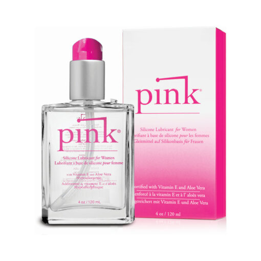 Pink Silicone Lubricant 4 oz. Glass Bottle