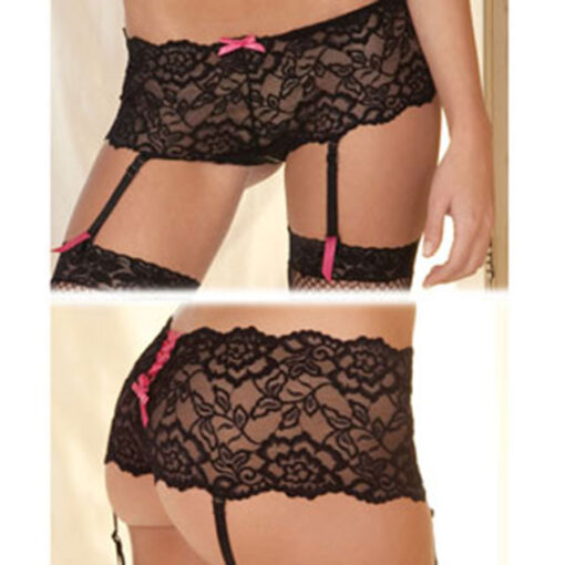 Rene Rofe Crotchless Lace Boyleg With Garters M-L