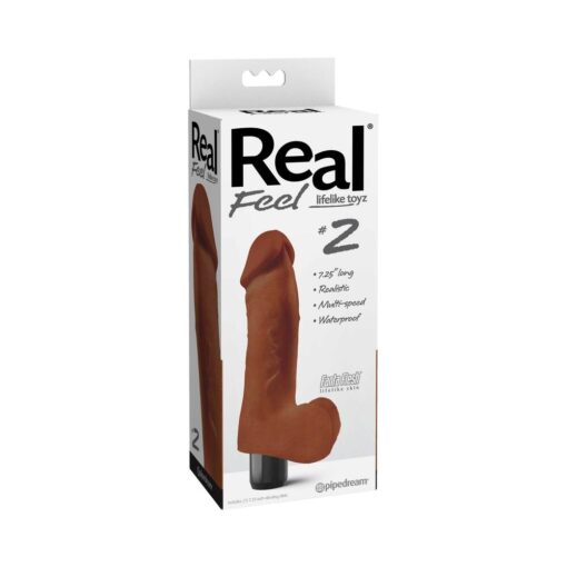 Real Feel Lifelike Toyz No. 2 Realistic 7.25 in. Vibrating Dildo With Balls Brown