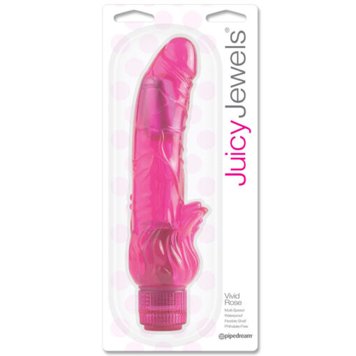 Juicy Jewels Vivid Rose Flexible Curved Semi-Realistic Vibrator Pink