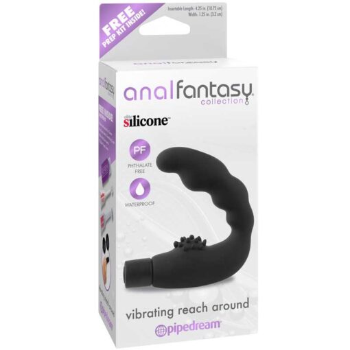 Anal Fantasy Collection Silicone Vibrating Reach Around Prostate Massager Black