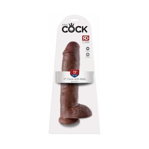 Pipedream King Cock 11 in. Cock With Balls Realistic Suction Cup Dildo Brown