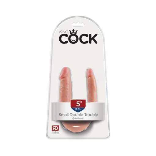 King Cock Double Trouble Small 5 in. Realistic Dual-Ended Dildo Beige