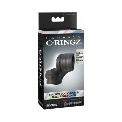 Fantasy C-Ringz Mr. Big Cock Ring & Ball Stretcher Silicone Sling Black