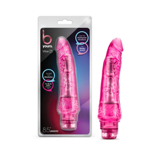 B Yours Vibe 7 Realistic 8.75 in. Vibrating Dildo Pink