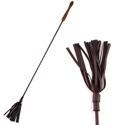 Rouge Riding Crop w-Rounded Wooden Handle Black