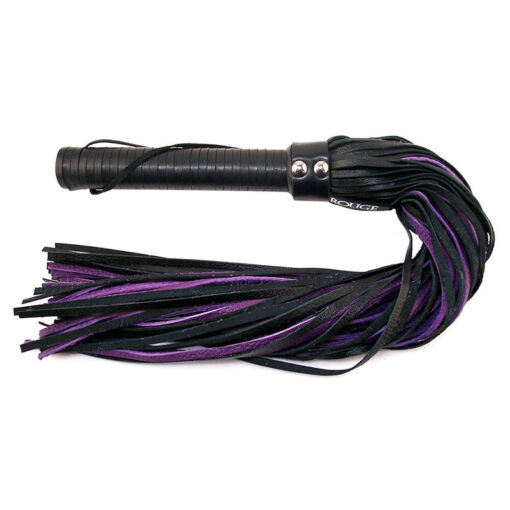 Rouge Flogger w-Leather Handle & Floggers Black-Purple