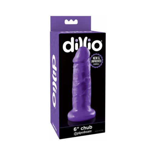 Dillio 6 in. Chub Realistic Dildo With Suction Cup Purple