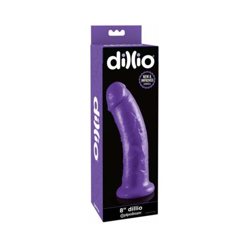 Dillio 8 in. Realistic Dildo With Suction Cup Purple