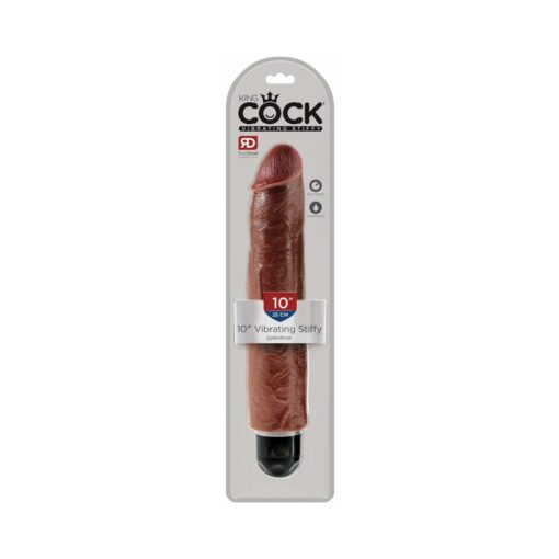 King Cock 10 in. Vibrating Stiffy Realistic Dildo Brown