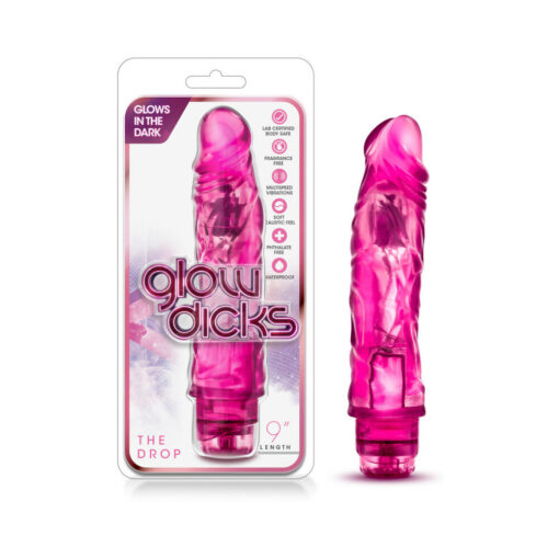 Glow Dicks The Drop Realistic 8.5 in. Vibrating Dildo Pink