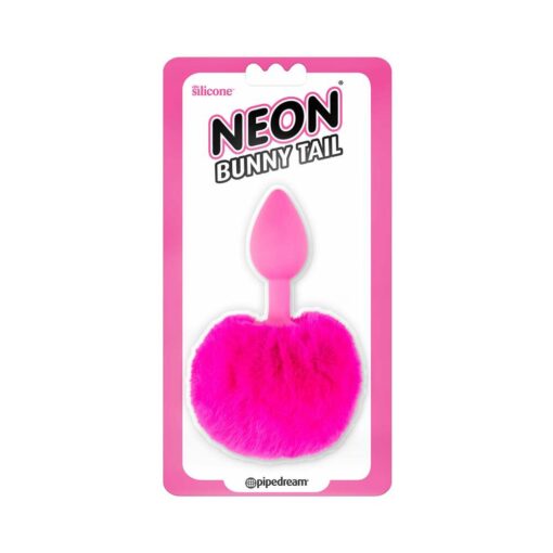 Neon Bunny Tail Silicone Anal Plug Pink