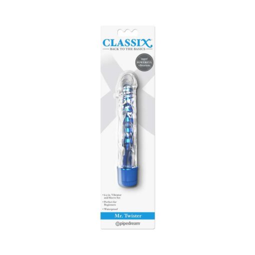 Classix Mr. Twister 6.5 in. Vibrator and Sleeve Set Blue