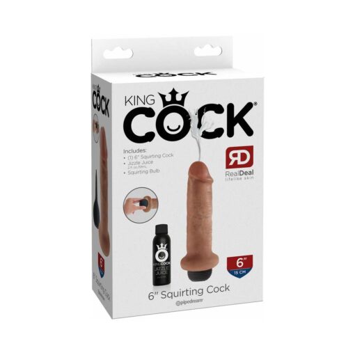 King Cock 6 in. Squirting Cock Realistic Dildo Tan