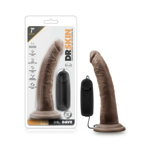 Dr. Skin Dr. Dave Realistic 7 in. Vibrating Dildo Brown