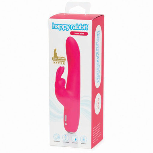 Happy Rabbit Curve Slim Rechargeable Silicone Slimline Rabbit Vibrator Pink