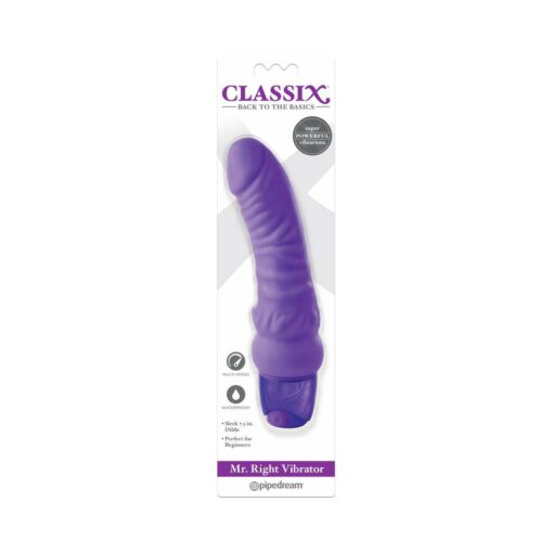 Classix Mr. Right Vibrator Realistic 6.5 in. Vibrating Dildo Purple