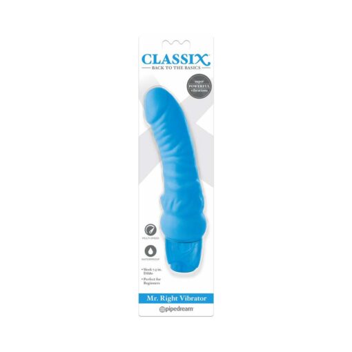 Classix Mr. Right Vibrator Realistic 6.5 in. Vibrating Dildo Blue