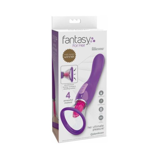 Fantasy For Her Her Ultimate Pleasure Dual-Ended Vibrator With Licking Suction Purple