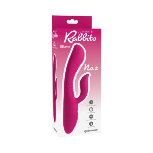 Pipedream Ultimate Rabbits No. 2 Rechargeable Silicone Dual Stimulation Vibrator Fuchsia