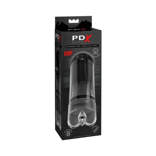 PDX Elite Extender Pro Rechargeable Vibrating Penis Pump Clear-Black