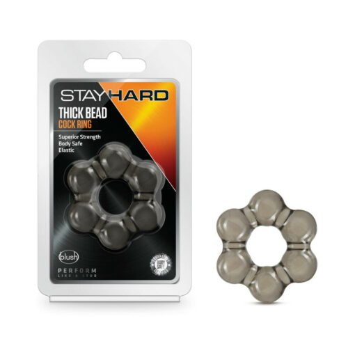 Stay Hard Thick Bead Cockring Black