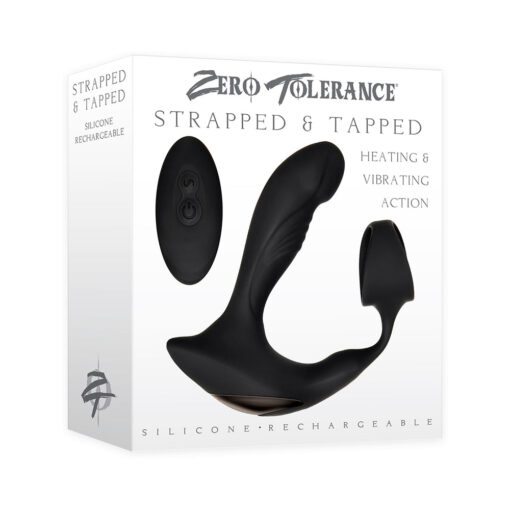 Zero Tolerance Strapped & Tapped Heating, Vibrating Prostate Massager, C-Ring Black