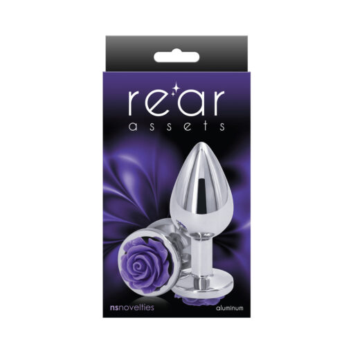 Rear Assets Rose Anal Plug Medium Purple