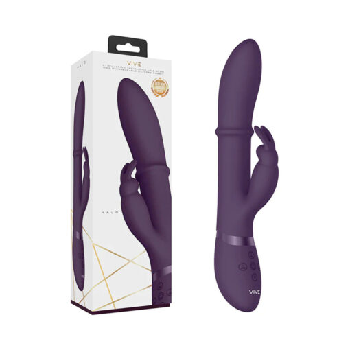 VIVE HALO Rechargeable Stimulating Ring Silicone Rabbit Vibrator Purple