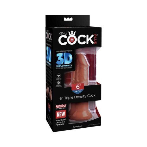 King Cock Plus 6 in. Triple Density Cock Realistic Dildo With Suction Cup Brown