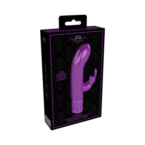 Royal Gems Dazzling Rechargeable Silicone Miniature Rabbit Vibrator Purple