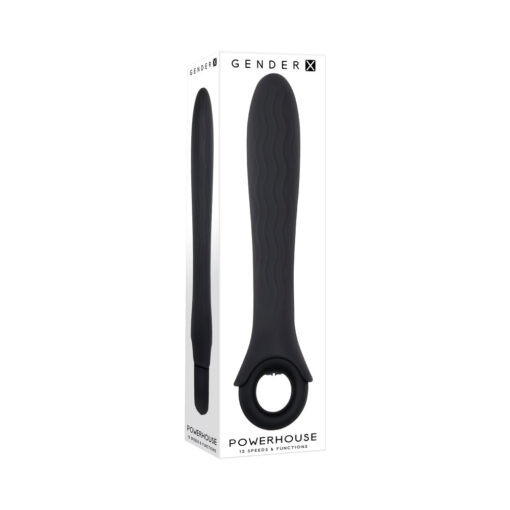 Gender X Powerhouse Rechargeable Textured Silicone Vibrator With Ring Handle Black