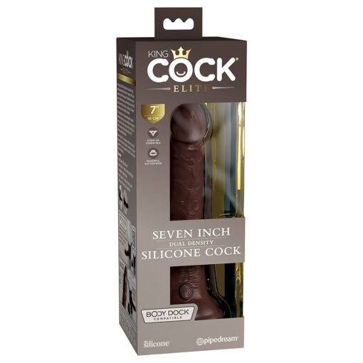 King Cock Elite 7 in. Dual Density Silicone Cock Realistic Dildo With Suction Cup Brown