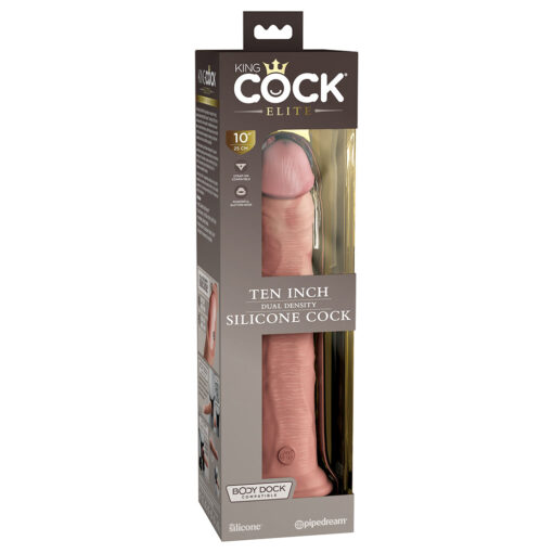 King Cock Elite 10 in. Dual Density Silicone Cock Realistic Dildo With Suction Cup Beige