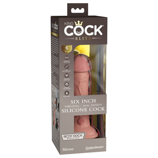 King Cock Elite 6 in. Vibrating Realistic Dildo With Suction Cup Beige