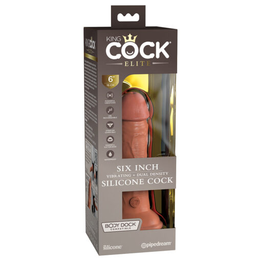 King Cock Elite 6 in. Vibrating Realistic Dildo With Suction Cup Tan