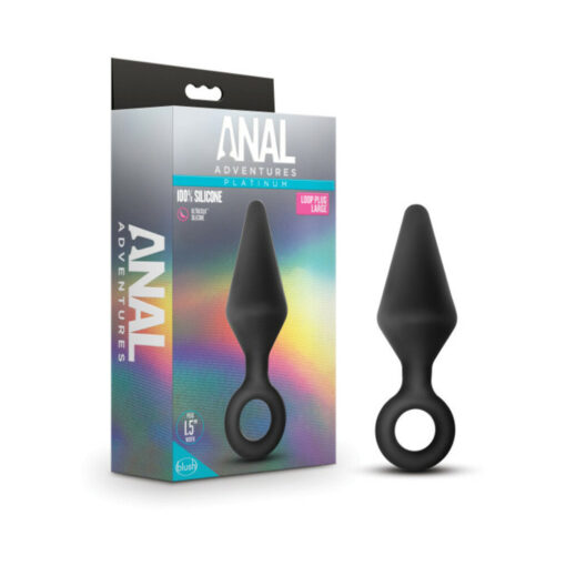 Anal Adventures Platinum Silicone Loop Plug Large Black