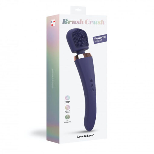 Love to Love Brush Crush Rechargeable Textured Head Wand Vibrator Midnight Indigo