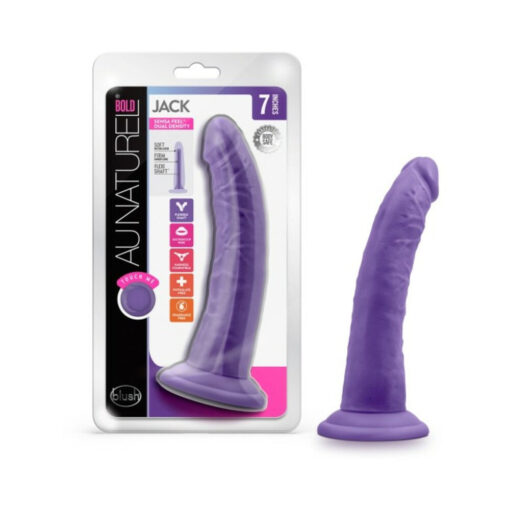 Au Naturel Bold Jack 7 in. Posable Dual Density Dildo Purple