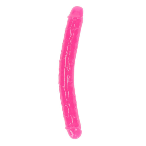 RealRock Glow in the Dark Double Dong 12 in. Dual-Ended Dildo Neon Pink