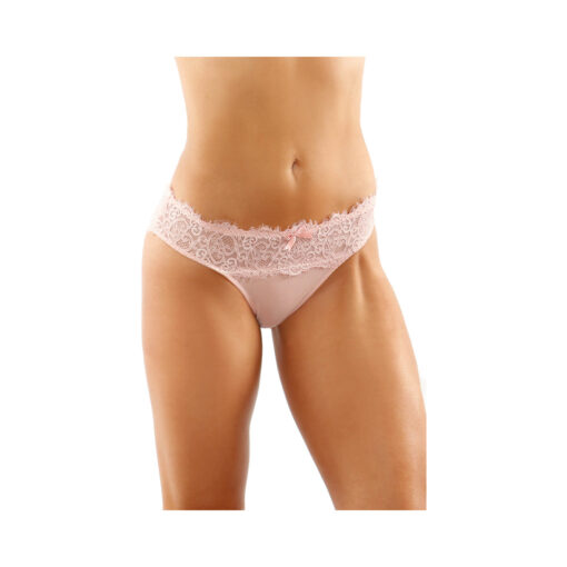 Ivy Lace Bikini Panty With Lattice Cut-Out Back Light Pink S-M