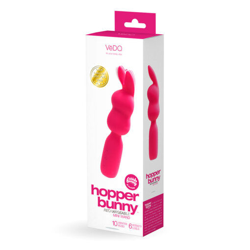 VeDO Hopper Bunny Rechargeable Silicone Mini Wand Vibrator Pink