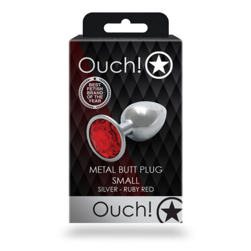 Ouch! Round Gem Butt Plug Small Silver-Ruby Red