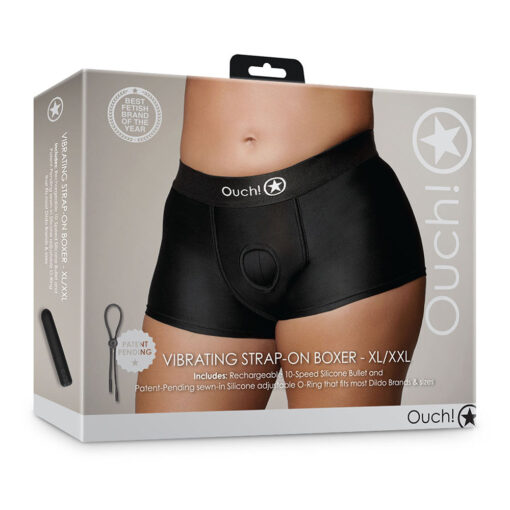 Ouch! Vibrating Strap-on Boxer Black XL-2XL