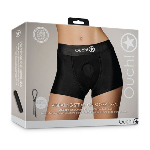 Ouch! Vibrating Strap-on Boxer Black XS-S