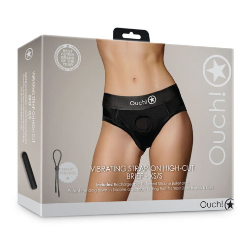 Ouch! Vibrating Strap-on High-cut Brief Black XS-S