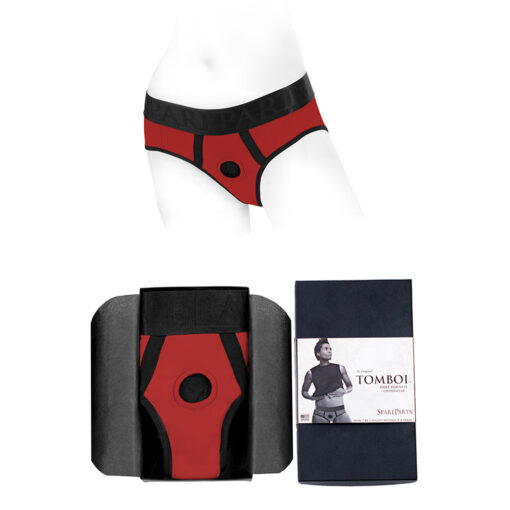 SpareParts Tomboi Nylon Briefs Harness Red-Black Size XXS