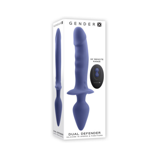 Gender X Dual Defender Rechargeable Silicone Dual End Vibrator with Remote Purple