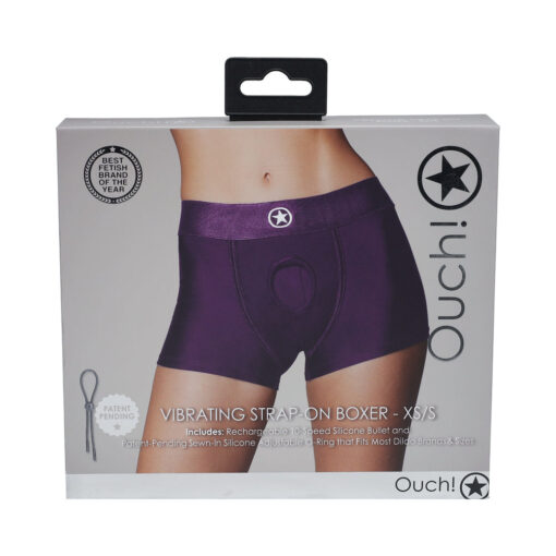 Ouch! Vibrating Strap-on Boxer Purple XS-S