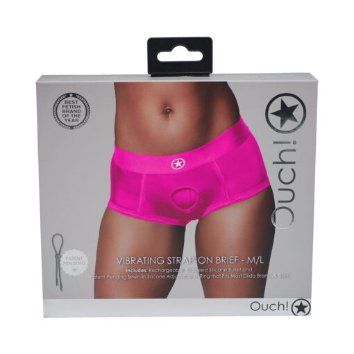 Ouch! Vibrating Strap-on Brief Pink M-L